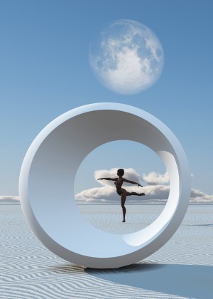 Woman Dances in Desert